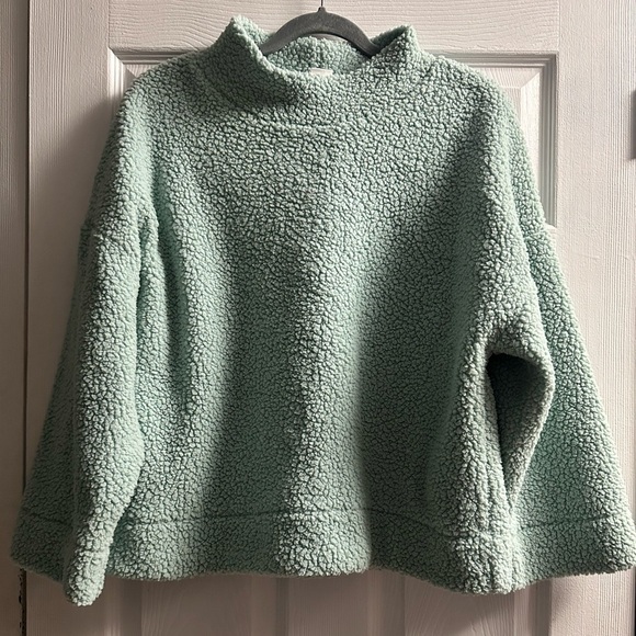 🆕 GAP Mockneck Pullover Sherpa Sweatshirt Size Large - Picture 2 of 13